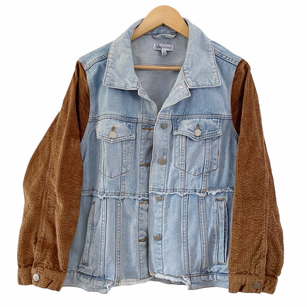 Lucy Avenue Jacket Denim Jean Brown Corduroy Boutique Size XL